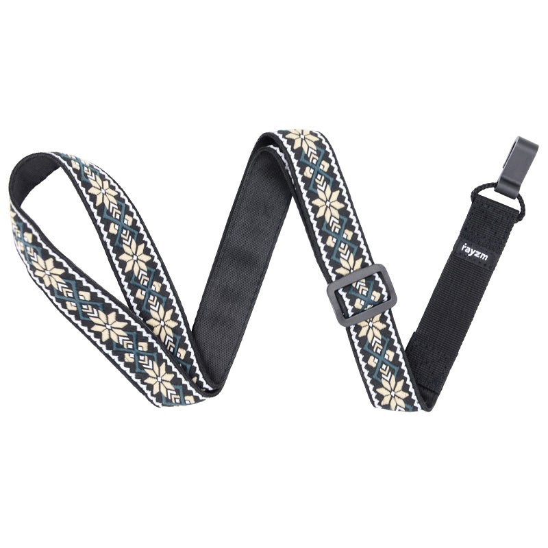 Rayzm Clip-on Ukulele Strap, Jacquard Weave Adjustable Cotton Button-Free Cross-Chest Neck Sling for Ukulele - Image 2